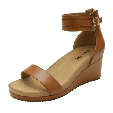 

Dream Pairs Women s Sandals NINI-6 Camel Pu Platform Wedge Sandals Flat Platform Shoes Summer Comfort Size 6.5 B(M) US