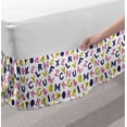thumbnail image 2 of Alphabet Bed Skirt, Geometric with Hearts Stars and Mini Polka Dots, Elastic Bedskirt Dust Ruffle Wrap Around for Bedding Decor, 4 Sizes, Yellow Green Pastel Pink, by Ambesonne, 2 of 2