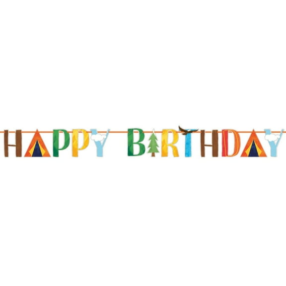 Outdoor Adventure Happy Birthday Shaped 8.5-Foot Letter Banner