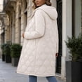 thumbnail image 4 of cocolona Womens Long Quilted Jacket LightWeight Long Sleeve Hooded Zipper Puffer Coat Casual Loose Solid Color Winter Warm Snow Long Outerwear, 4 of 6