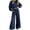 Navy, variant on Zynoxe Women Suits 2 Piece Set with Pockets Classic Round Neck Long Sleeve Crop Sweatshirt & Drawstring Wide Leg Pants Suit Fashion Polka Dot Sweatsuit Set Vacation Outfits for Women Navy S