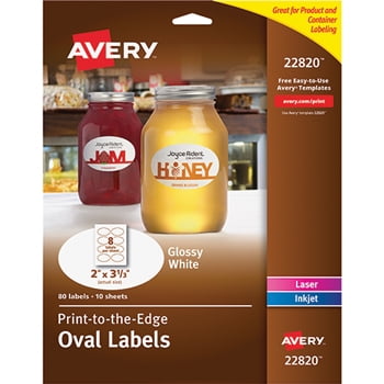 Avery Oval Labels, Print To The Edge, Permanent Adhesive, Glossy, 2" X ...