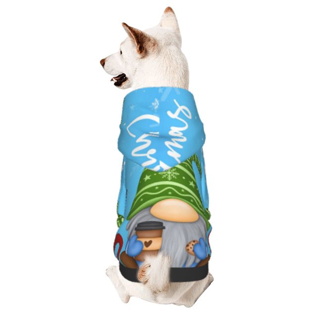 Fotbe Merry Christmas Gnome Sudadera con Estampado para Perros Pequeños – Suéter con Capucha para Mascotas, Tela Suave de Forro Polar con Bolsillo-Small