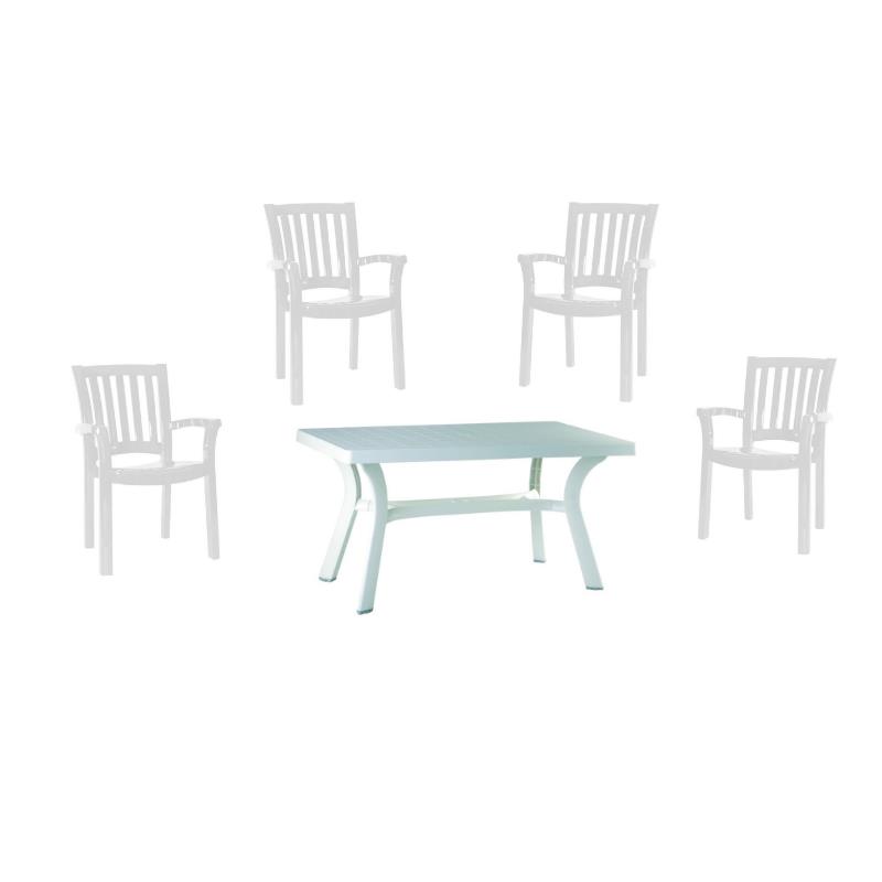 5 piece Patio Set with 55" Resin Patio Table and 4 Resin Arm Chair in