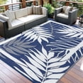 thumbnail image 5 of Modern Outdoor Rug, Waterproof Outdoor Area Rugs, Reversible Plastic Straw Carpet for Deck, Porch Picnic, Balcony, Beach, Blue, 9*18 ft, 5 of 7