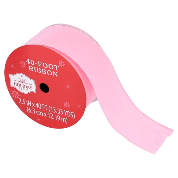 Light Pink Velvet Christmas Ribbon, 2.5" x 40', by Holiday Time