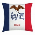 thumbnail image 1 of Iowa State Throw Pillow Cushion Cover, The Flag of the USA State of Iowa with the Eagle and the Phrase Patriotic Theme, Decorative Square Accent Pillow Case, 24 X 24 Inches, Multicolor, by Ambesonne, 1 of 2