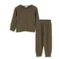 thumbnail image 1 of Toddler Kids Little Child Modal Tencel 2PCS Sleepwear Solid Color Long Sleeve Shirt Long Pants Pajamas, 1 of 5