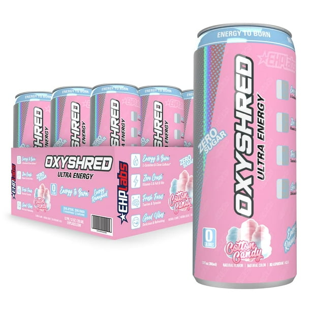 OxyShred Ultra Energy Drink by EHPlabs Performance Carbonated Energy Drink with Zero Sugar
