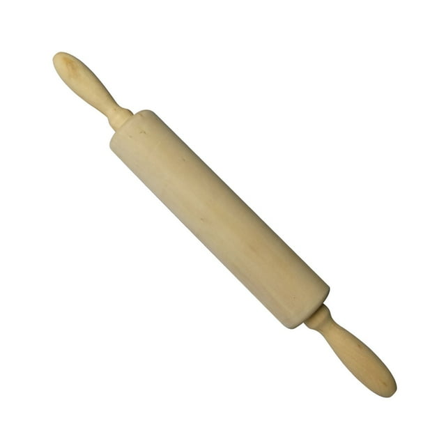 QIPOPIQ Wooden Rolling Pin for Baking, Pizza Roller Spikes Wooden Roller Pizza Roller Baking Rolling Pin, Dough Roller Wood, Rotating Centre Dough Roller with Handles for All Baking Needs