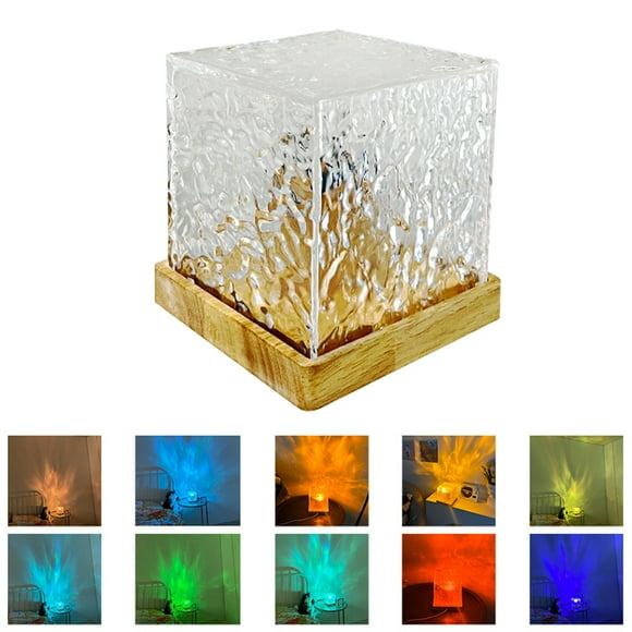 Rotating Water Wave Lamp Projector Light, 16 Colors Gradual Rotating Flame Water Lamp Wave Night Light with Remote Control for Bar Restaurant Underwater Projector Light