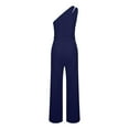 thumbnail image 4 of successthop Jumpsuit for Women Dressy Stylish One Shoulder Sleeveless Lounge Wear Belted Long One Piece Solid Pants Blue, 4 of 6