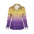 thumbnail image 5 of Wowcloth Women's Long Sleeve Satin Blouse, Button-Front with Notched Collar, Carnival Theme for Party and Daily Wear, 5 of 5
