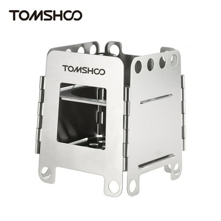 TOMSHOO Stainless Steel Folding Stove Portable Pocket Stove Lightweight Wood Burning Camping Stove Outdoor Picnic Backpacking (Best Wood Burning Stove For The Money)