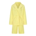 thumbnail image 4 of Scyoekwg Women Blazer Outfit Business Office Work 2 Piece Sets Long Sleeve Tops Shorts Athletic Outfits Casual Matching Outfits Fashion Two Piece Set Suit (Yellow,XL), 4 of 6