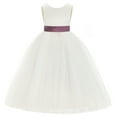 thumbnail image 2 of Ekidsbridal Ivory V-Back Satin Flower Girl Dresses for Wedding Toddlers Communion Baptism Christening 219T 2, 2 of 3