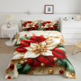 thumbnail image 2 of jejeloiu Christmas Red Floral Bedding Comforter Set,Happy New Year Twin Comforter Sets,Xmas Theme Bedding Set For Teens,Breathable Home Decor Reversible,2pcs, 2 of 8