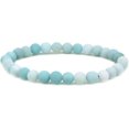 thumbnail image 1 of Bracelet Extensible Unisexe en Perles Rondes de 6 mm avec Pierre Précieuse d'Amazonite Bleu Mat Naturel, 1 of 3
