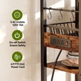 thumbnail image 4 of Keenstone Kitchen Bakers Rack Desktop Extension with 3 Power Outlets, Microwave Oven Stand with 14 S-shaped Hooks ,Coffee Bar Table 10 Tiers with Wire Basket,Rustic Brown, 4 of 11