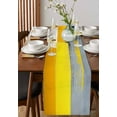 thumbnail image 4 of Yellow Grey Oil Painted Table Runner 72 Inches, Art Color Block Abstract Style Bed Runner Dresser Scarves Tabletop for Indoor Outdoor Parties/Ceremony/Banquet, 14" x 72", 4 of 8