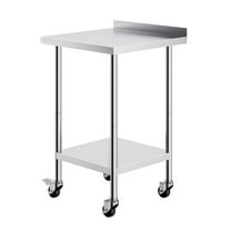 Dranite Commercial Food Prep Table 24x24", Stainless Steel Adjustable Height Worktable w/ Wheels