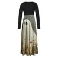 thumbnail image 4 of Women Halloween Dress Long Sleeve Maxi Long Dress Pumpkin Print A Line Dresses Trendy Clothes Outfits 2025, 4 of 4