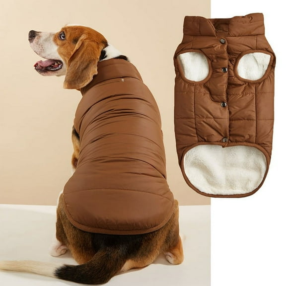 Zhuge Windproof Dog Winter Jacket Dog Coat Warm Dog Vest Cold Weather Pet Apparel with 2 Layers Fleece Lined for Small Medium Large Dogs (3XL, Brown)