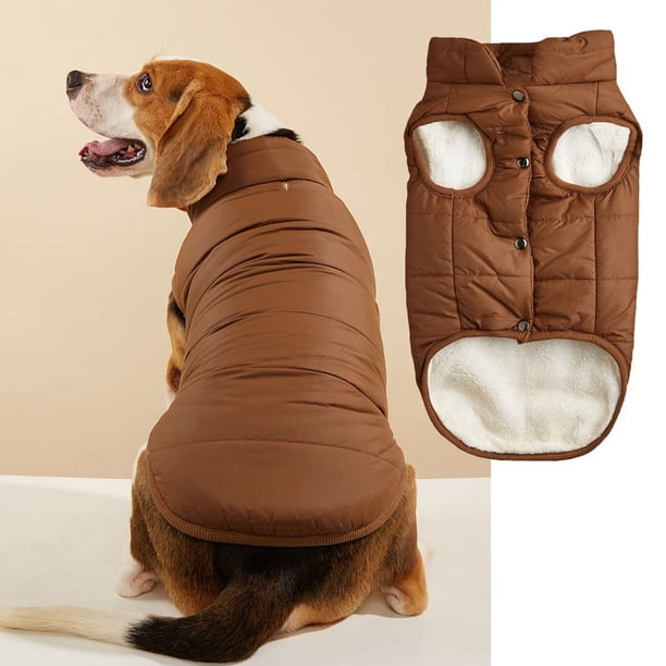 Zhuge Chaqueta de invierno cortavientos para perros: abrigo cálido de 2 capas con forro polar para perros pequeños, medianos y grandes | Chaleco para clima frío (XS, marrón)