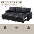 thumbnail image 2 of MOONMISS Sectional Sofa Bed with Storage and Soft Seat ,Reversible Pull Out Couch for Living Room,Black, 2 of 6