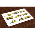 thumbnail image 1 of Ambesonne Construction Place Mats Set of 4, Big Vehicles Art, Standard Size, Yellow Grey White, 1 of 4