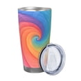thumbnail image 2 of 20oz Car Cup Three-Piece Set Of Single Silver Edge No Smell Easy To Carry Heat Preservation For Daily Car Sports Travel Rosybrown Tie-Dye Background Vibrant Colors And Swirling (2), 2 of 8