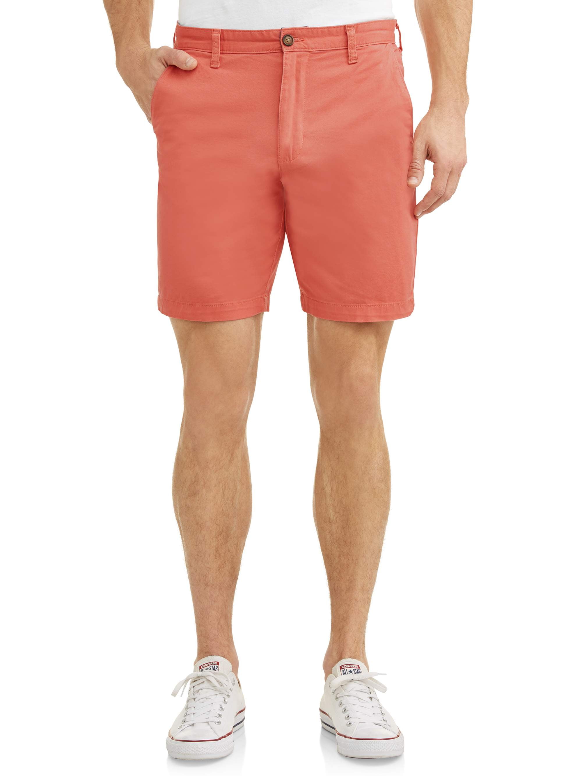 GINGTTO Mens Slim Fit 9 Inseam Flat-Front Shorts Chinos Elastic Waist