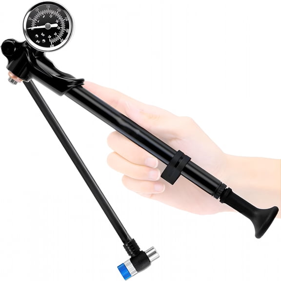LADYGYM High Pressure Shock Pump 400 PSI: MTB Bike Pump for Fork & Rear Suspension with Alloy Gauge & Air Bleed - Air Pump for Mountain Gravel Bikes Fits Schrader Valve