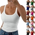 thumbnail image 2 of Womens Tank Tops Scoop Neck Sleeveless Ribbed Knit Basic Tees Slim Fitted Summer Casual Cami Shirts,White,XXL, 2 of 8