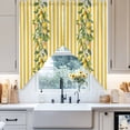 thumbnail image 4 of Summer Plant Swag Kitchen Curtain Valances, Retro Lemon Leaf Yellow Stripe Rod Pocket Curtains Window Treatment Decor Valances for Bedroom Bathroom, 2 Panels 36 x 63 Inch, 4 of 9