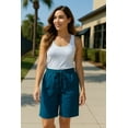 thumbnail image 4 of OHHSHEEN Women's Comfy Bermuda Shorts - Elastic Drawstring Waist, Utility Pockets, Summer Casual, 4 of 6
