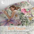 thumbnail image 4 of 3 Piece Eucalyptus Duvet Cover Set Queen Size,Microfiber Comforter/Quilt Cover with Corner Ties and 2 Pillowcases,Sage Green Botanical Leaf Pink Flower Farm All Season Bedding with Zipper Closure, 4 of 8