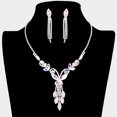 thumbnail image 1 of AB  Silver Butterfly Accented Rhinestone Necklace, 1 of 1