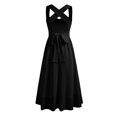 thumbnail image 6 of Summer Midi Dresses for Women Halter Sleeveless Square Neck Dresses Fitted Waist Causal Solid Dress, 2XL, 6 of 7