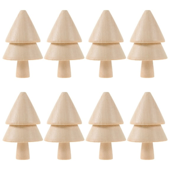Raindrops 10Pcs Wood Christmas Trees Khaki Colorless for DIY Decorations and Painting Rustic Style