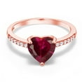 thumbnail image 3 of Gem Stone King 1.84 Ct Heart Shape Red Created Ruby 18K Rose Gold Plated Silver Ring, 3 of 6
