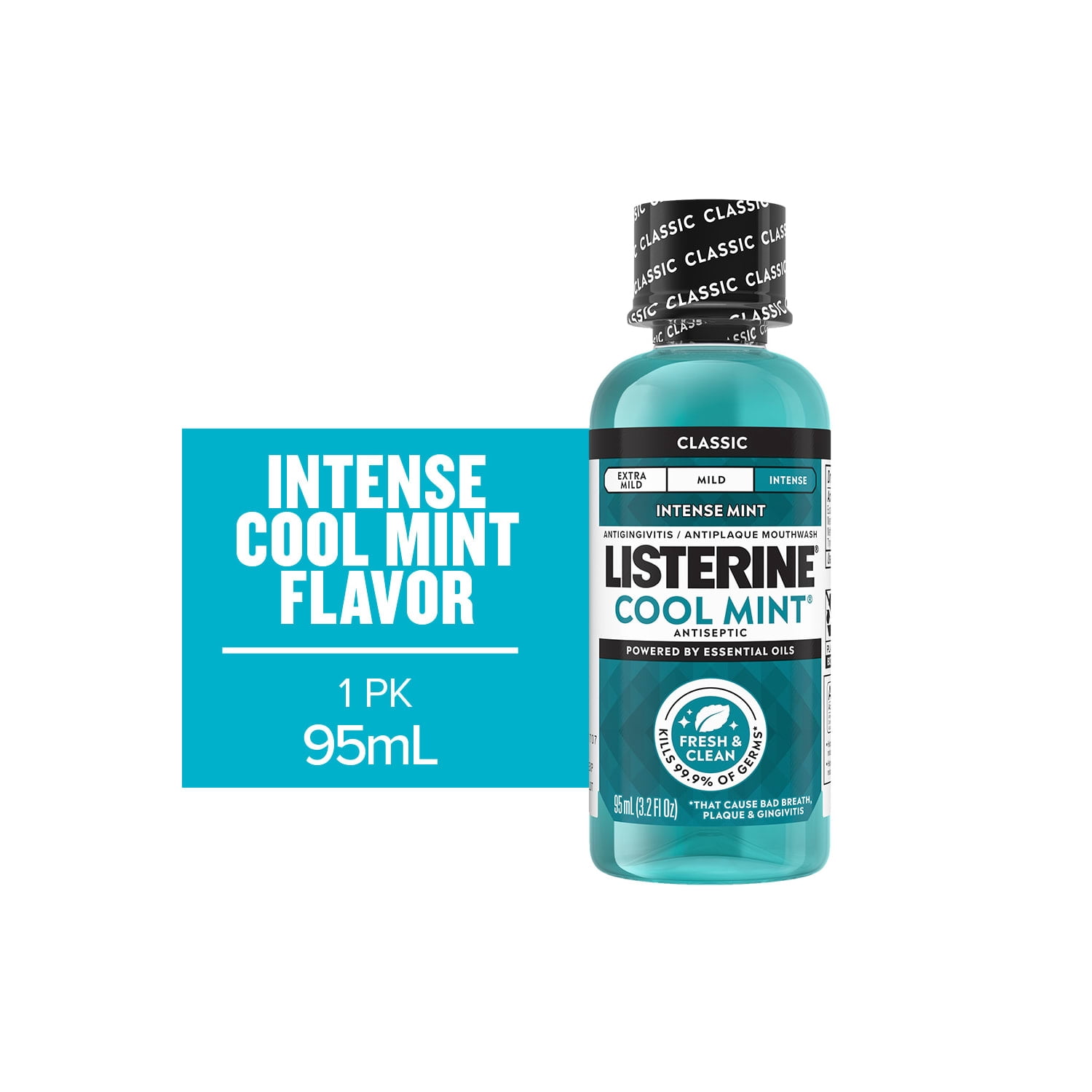 Listerine Cool Mint Intense Antiseptic Mouthwash, For Bad Br