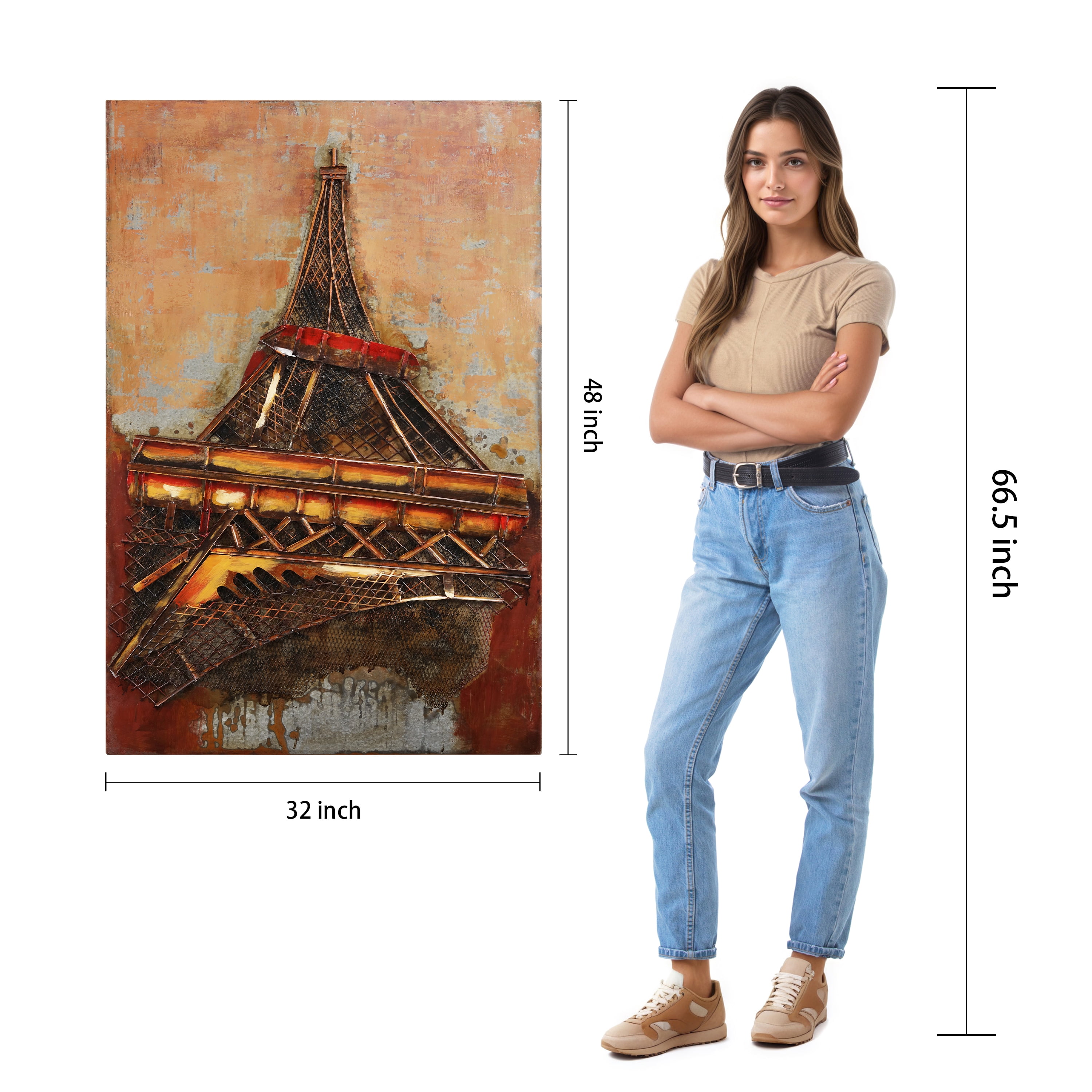 Empire Art "Eiffel Tower I" Mixed Media Iron Hand Painted 3D Wall Decor
