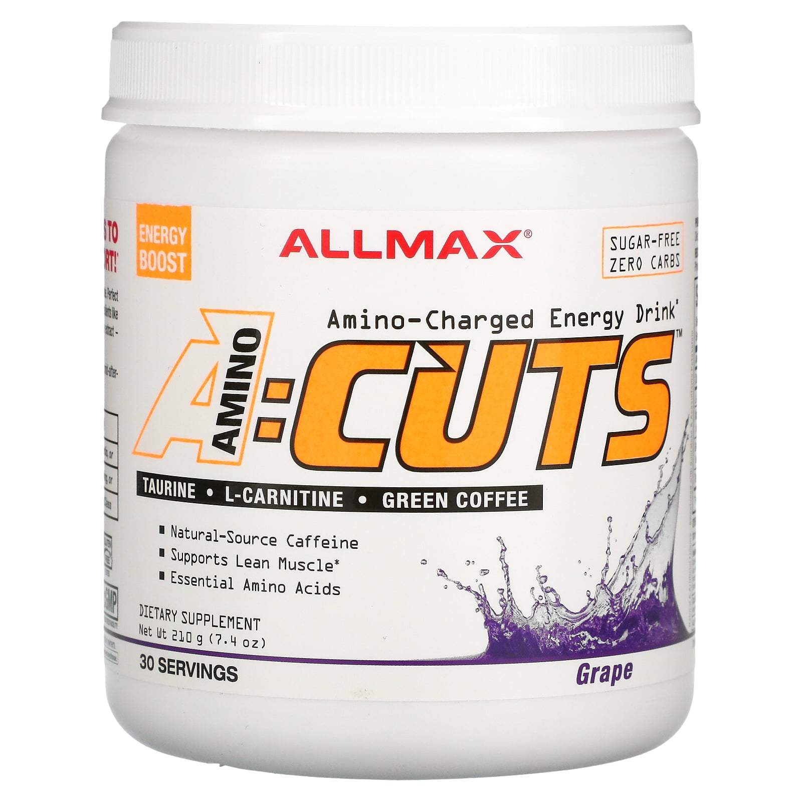 ACUTS, Amino-Charged Energy Drink, Grape , 7.4 oz (210 g), ALLMAX