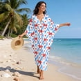 thumbnail image 5 of Xixirimido Red Bows Stars Blue Grids Print Women Kaftan Dresses Plus Size Swimsuit Coverup Batwing Sleeve Summer Bathing Suit Caftan Loungewear Beach Cover Up, 5 of 7