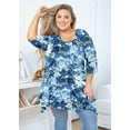 thumbnail image 5 of SHOWMALL Plus Size Clothes for Women 3/4 Sleeve Blouse Tie-Dyeing Blue 4X Swing Top Maternity Clothing Crewneck Loose Shirt for Leggings, 5 of 6