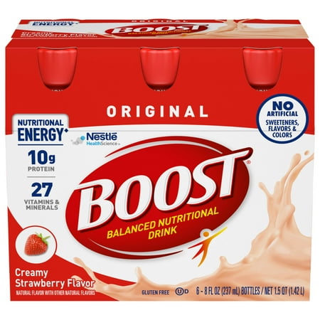 BOOST Original Balanced Nutritional Drink Protein Shakes, Creamy Strawberry, 8 fl oz, 6 Pack