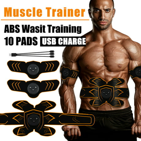 EMS USB Rechargeable Muscle Training Gear, Muscle Stimulation ABS Stimulator, Abdominal Muscle Trainer Smart Body Building Fitness Ab Core Toners Belt Work