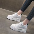 thumbnail image 2 of Women's platform shoes 7cm Thick sole height increase Cowhide Lace-up Non-slip Sneakers female White Casual shoes Suitable for all seasons, 2 of 7