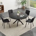 thumbnail image 4 of 47 Inch Round Dining Table for 4-6 People, Mid Century Modern Kitchen Table with Sturdy Base, Wood Dining Table for Kitchen Dining Room (Black), 4 of 6